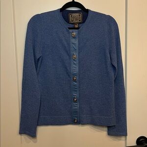 Coach Blue Women's Cardigan Cashmere Sweater Small